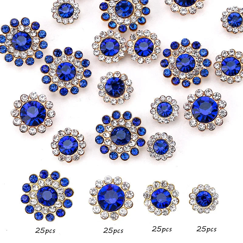 100pcs mixed size Sew-On Rhinestones Glitter for DIY Crafts Clothing Decoration Sparkling Bling round Shape Stones