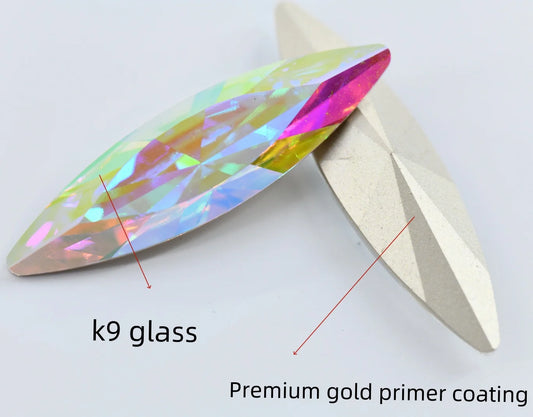 k9 10x35mm 13mmx48mm Big Navette Glass Crystal  Pointback Rhinestone Strass Stones  crafts Jewelry  Making high quality stones