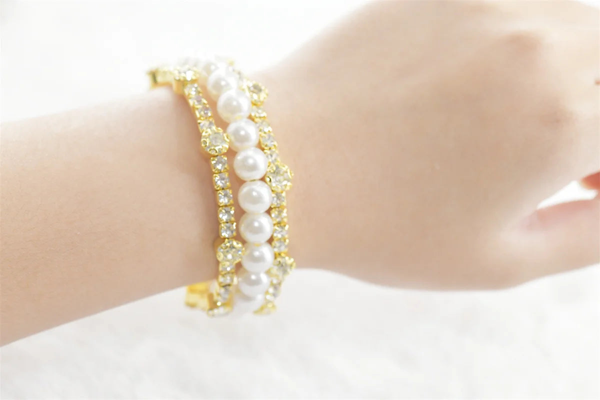 Elastic rhinestone dance bracelet,Silver Rhinestone Stretch Bracelets Tennis Bracelets Sparkling Silver Bracelet Stack ring Minimalist and fashion