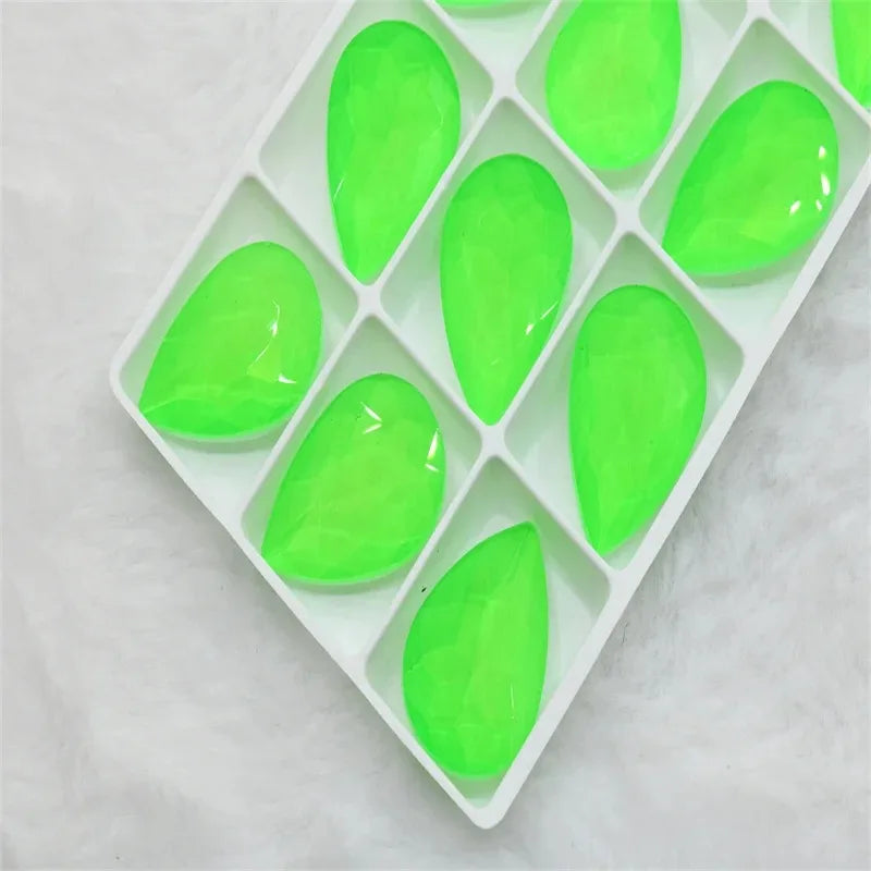 Bulk Glitter Rhinestone Crystal Glass Beads Pointback Teardrop Stones for Needlework Jewelry Crafting Supplies