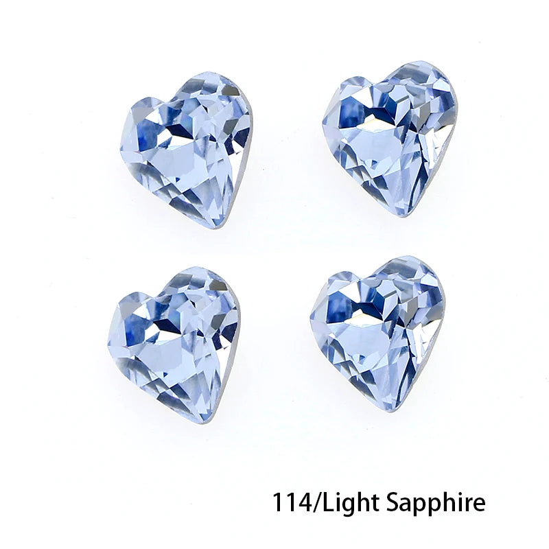 Crystal  Fancy Stone Pointed Back Rhinestones Heart Shape Glue On Crystal Beads K9 Glass Loose Diamond For Jewelry Making DIY