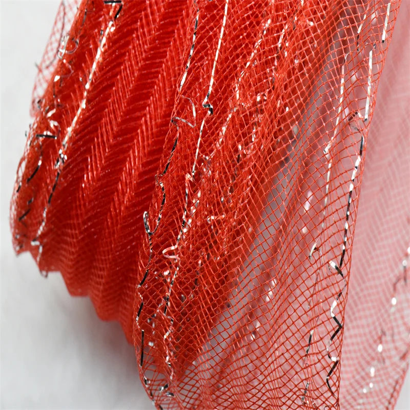 crinoline horsehair with in silver thread braid Mesh Fabric Soft Polyester Wedding Dress skirt making crafts