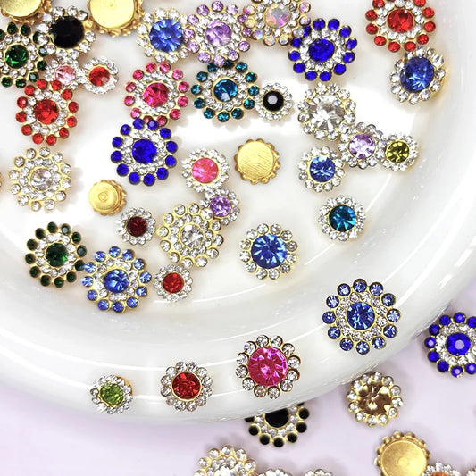100pcs mixed size Sew-On Rhinestones Glitter for DIY Crafts Clothing Decoration Sparkling Bling round Shape Stones