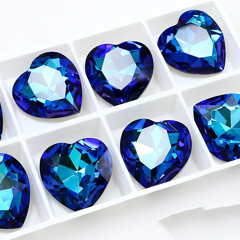 K9 Big Heart Glass Rhinestones 27mm/18mm Crystal Diamond Decoration Beads for Needlework