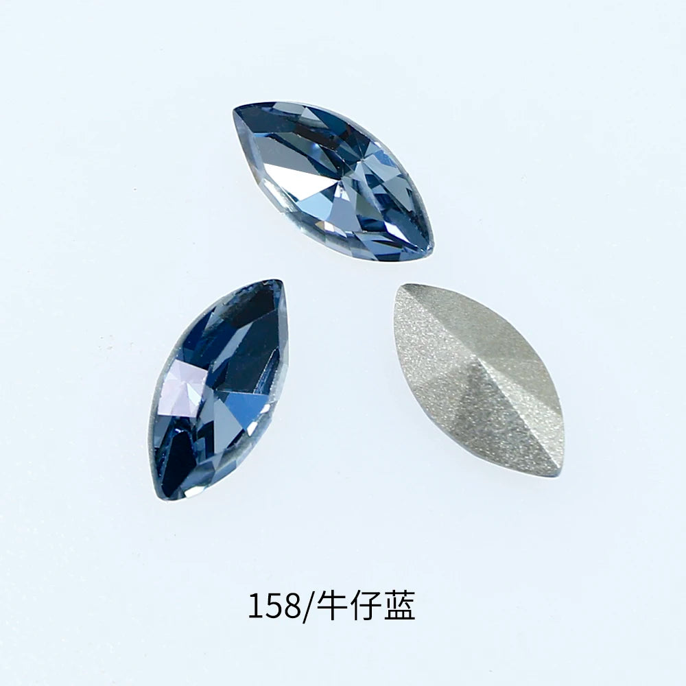 20pcs Navette Crystal Pointed Back Rhinestones All Size K9 Glass 3D Fancy Stones Nailart Diamond For Jewelry DIY 3017