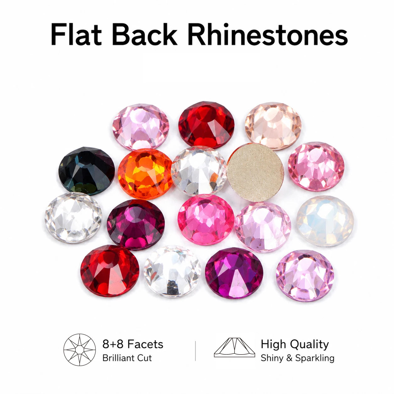 16cut face  Non Hotfix Glass Crystal Rhinestones for Nail Art Stick-On Flat Back Strass Gems 16 Cuts DIY Nail Decoration