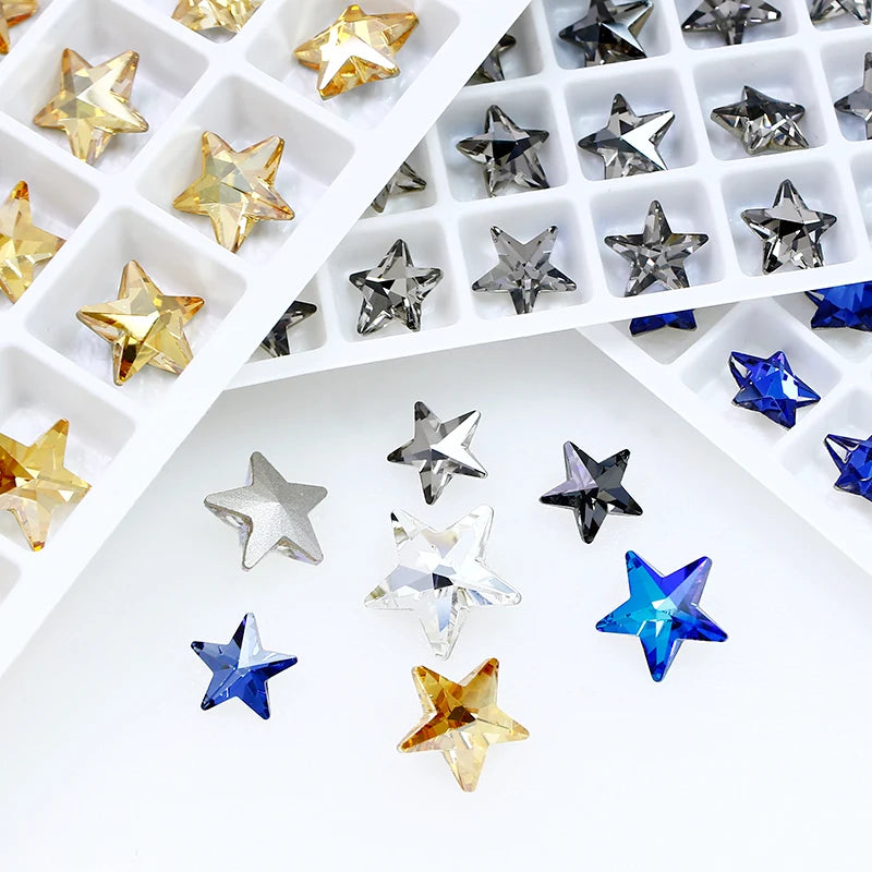 Star Shape  8x8mm Strass Diamond K9 Crystal Rhinestone Glitter Fancy Stone Glass Gems Applique For Nailart Shoes