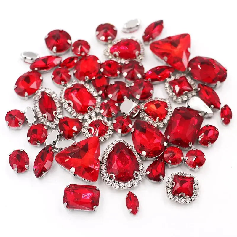 New 50pcs Glitter Rhinestone Sew on Claw Buckle Crystal DIY Craft Wedding Accessories white k claw