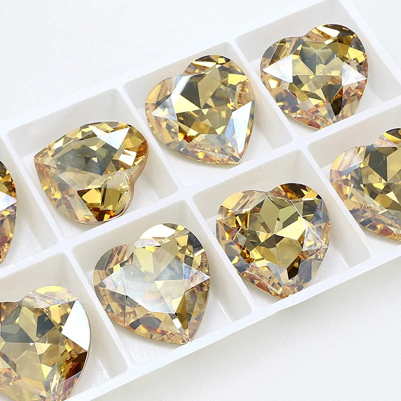 K9 Big Heart Glass Rhinestones 27mm/18mm Crystal Diamond Decoration Beads for Needlework