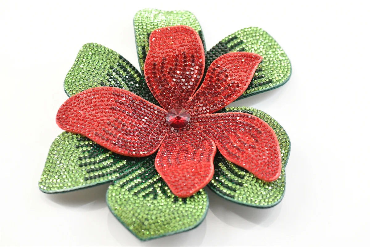2 pcs Luxury Fashion Rhinestone Flower Brooch Light Women's Jewelry Pin for Wedding Dress Banquet Chest Gift