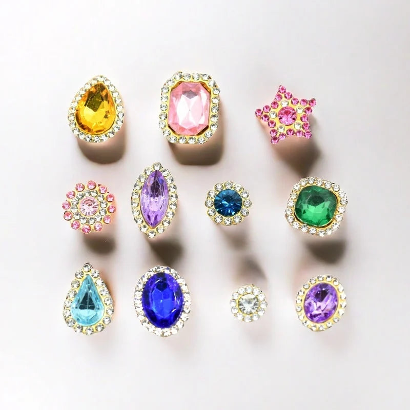 50pcs Glitter Mixed Shape mixed size sunflower Acrylic stones Rhinestone with gold Claw Acrylic sewing apliques  glitter