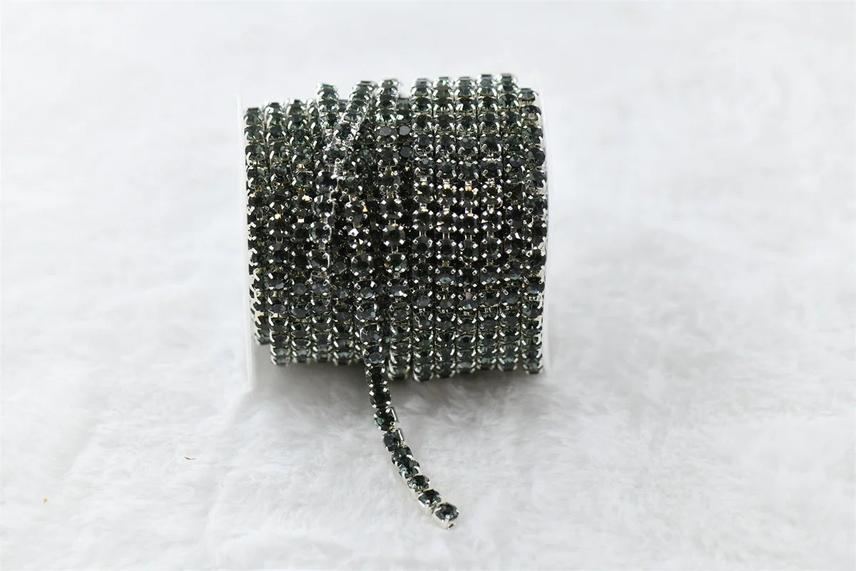 ss20 5mm chains  for needlework Crystal Rhinestone Chain Silver Trim Costume Bridal Sewing 10 yards garment crafts