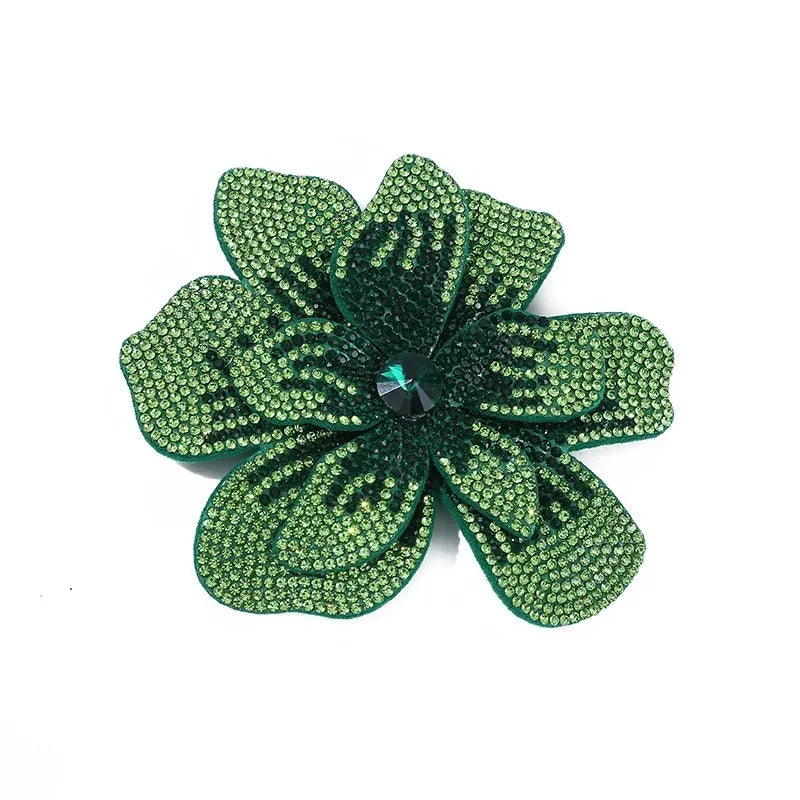 2 pcs Luxury Fashion Rhinestone Flower Brooch Light Women's Jewelry Pin for Wedding Dress Banquet Chest Gift