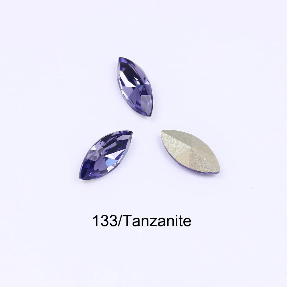 20pcs Navette Crystal Pointed Back Rhinestones All Size K9 Glass 3D Fancy Stones Nailart Diamond For Jewelry DIY 3017