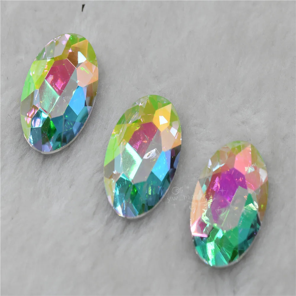 Oval Glass Crystal Pointback Rhinestone decorative crystals crafts Stones strass Beads for jewelry 20x30mm 13x18mm 10x14mm