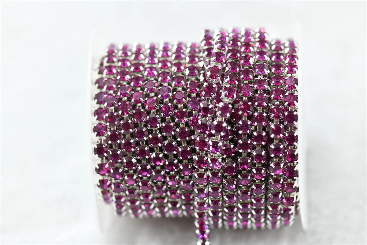 ss20 5mm chains  for needlework Crystal Rhinestone Chain Silver Trim Costume Bridal Sewing 10 yards garment crafts