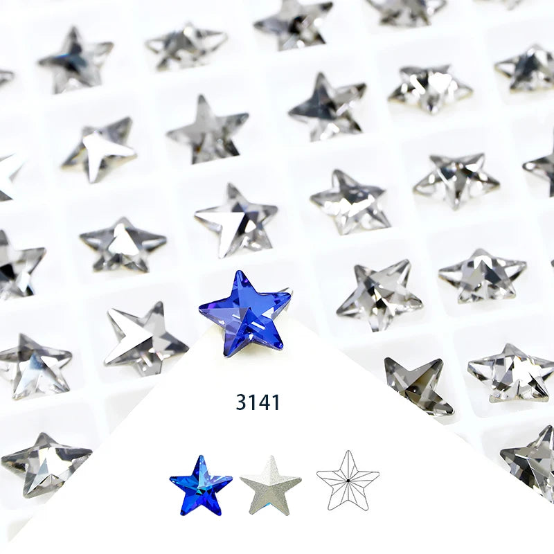 Star Shape  8x8mm Strass Diamond K9 Crystal Rhinestone Glitter Fancy Stone Glass Gems Applique For Nailart Shoes