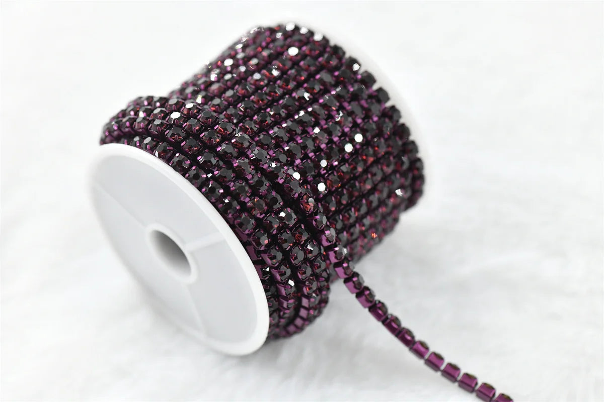 10 yards ss18 rhinestones chains for needlework Crystal Rhinestone Chain Silver Trim Costume Bridal Sewing  garment crafts