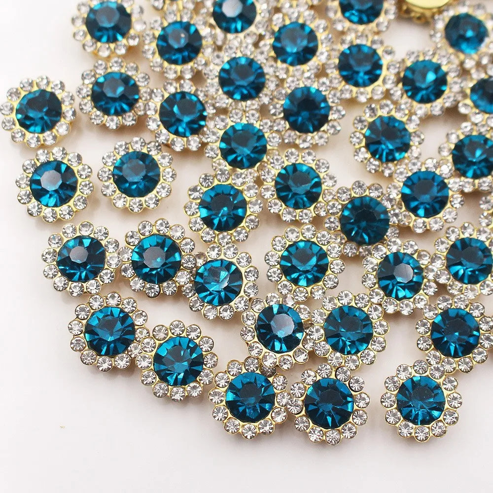 10mm 12mm  Sunflower Sewing Claw Rhinestones Crystals Glass Beads Buttons Stones Sew On Rhinestone for Clothes