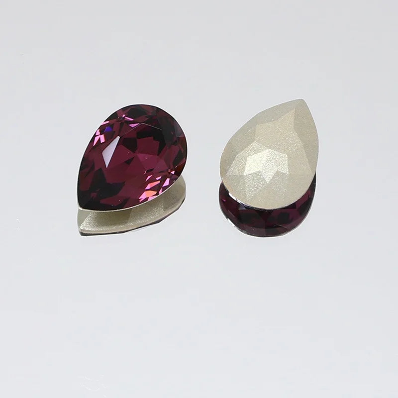 K9 30x40mm teardrop Glass Rhinestones High Quality Pointback Loose Glass Crystal Glue on Garment Crafts