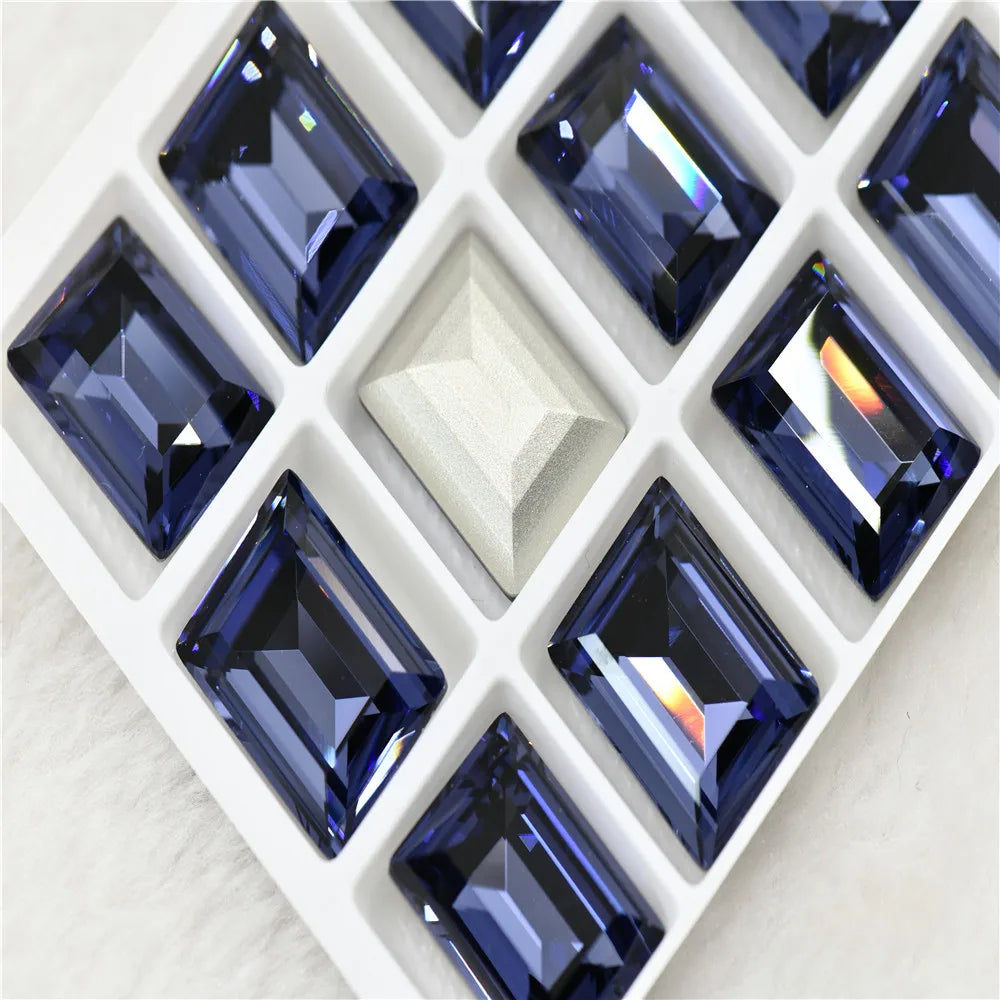 k9 Rectangle Rhinestones 10*14 violet bluecrafts super Glitter For Clothes DIY Sewing Beads For Jewelry 13X18MM 10X14MM