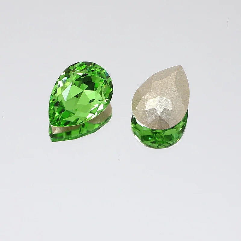 K9 30x40mm teardrop Glass Rhinestones High Quality Pointback Loose Glass Crystal Glue on Garment Crafts