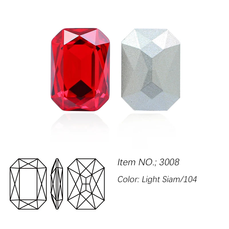 K9 Glass Rectangle Octagon Strass Diamond for Clothes, Nail Art, Rhinestone 3D Pointback, Fancy Stone Gems, Bling Crystal, DIY