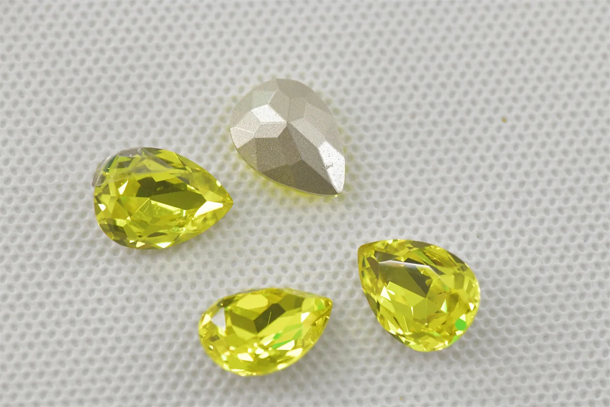 K9 Lemon Yellow Glass Rivoli Teardrop Strass Stones: Bulk Craft Beads