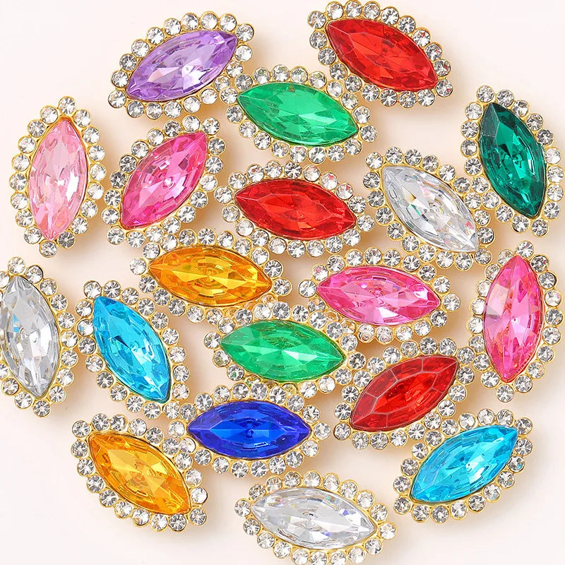navette Acrylic Horse Eye Sewing Rhinestones Buttons Shiny CrystalS Glass Beads Stones Fabric Crafts
