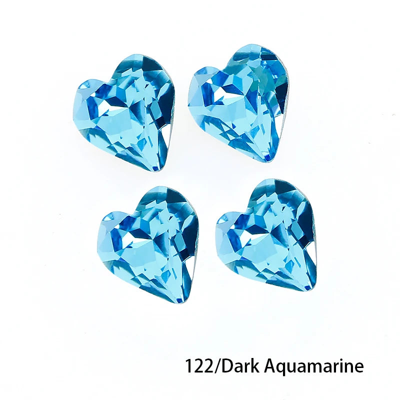 Crystal  Fancy Stone Pointed Back Rhinestones Heart Shape Glue On Crystal Beads K9 Glass Loose Diamond For Jewelry Making DIY
