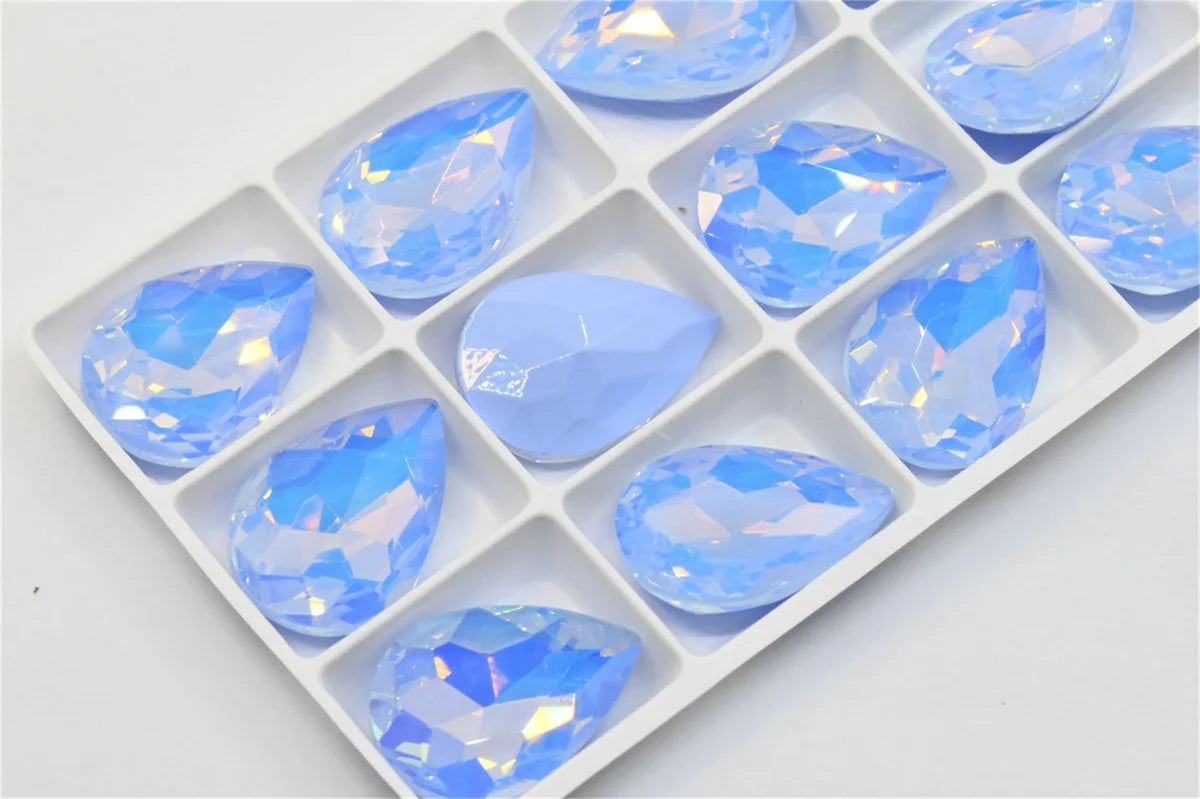 Bulk Glitter Rhinestone Crystal Glass Beads Pointback Teardrop Stones for Needlework Jewelry Crafting Supplies