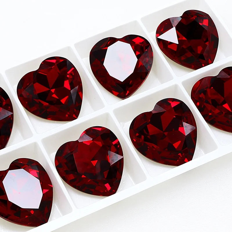 K9 Big Heart Glass Rhinestones 27mm/18mm Crystal Diamond Decoration Beads for Needlework