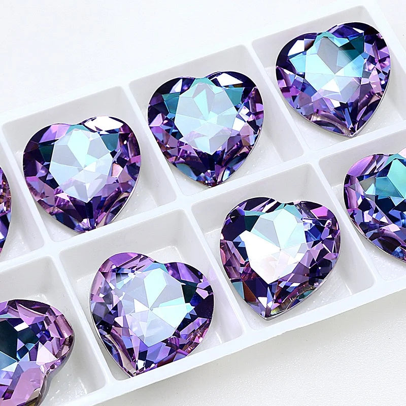 K9 Big Heart Glass Rhinestones 27mm/18mm Crystal Diamond Decoration Beads for Needlework