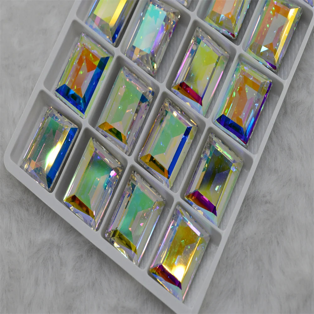 Wholesale k9 Rectangle Rhinestones Glass Strass crafts super Glitter For Clothes DIY Sewing Beads For Jewelry 10X14MM