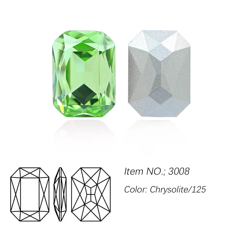 K9 Glass Rectangle Octagon Strass Diamond for Clothes, Nail Art, Rhinestone 3D Pointback, Fancy Stone Gems, Bling Crystal, DIY