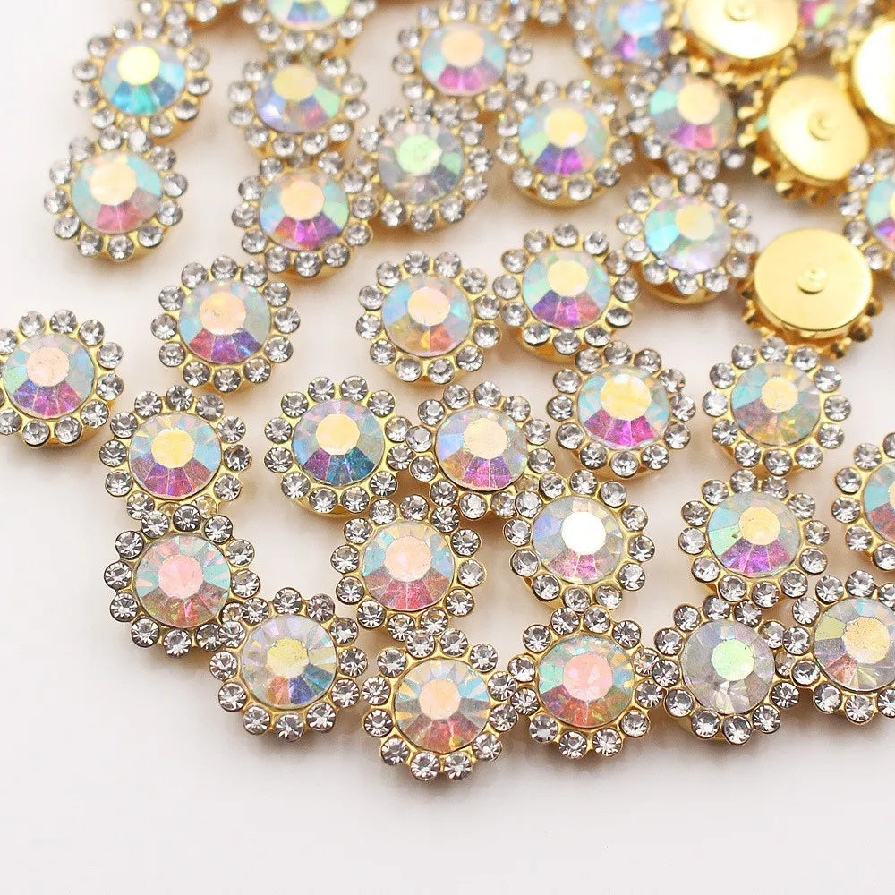 10mm 12mm  Sunflower Sewing Claw Rhinestones Crystals Glass Beads Buttons Stones Sew On Rhinestone for Clothes