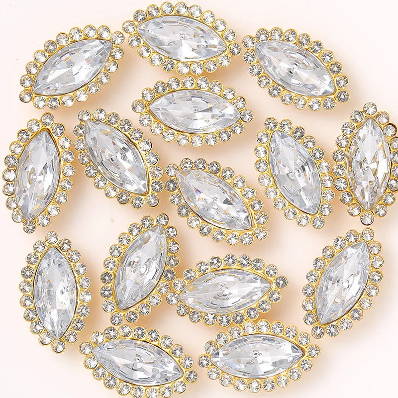 navette Acrylic Horse Eye Sewing Rhinestones Buttons Shiny CrystalS Glass Beads Stones Fabric Crafts