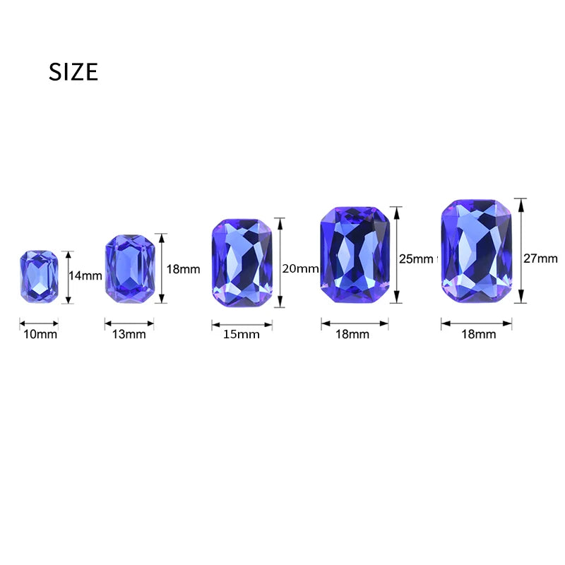 K9 Glass Rectangle Octagon Strass Diamond for Clothes, Nail Art, Rhinestone 3D Pointback, Fancy Stone Gems, Bling Crystal, DIY