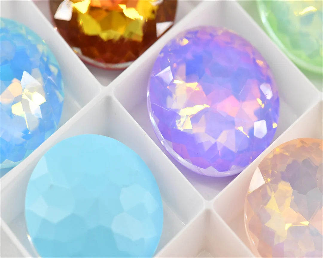 high quality 35mm Big rhinestones jelly Crystal  Round Glass stones  Jewels Making large beads for  wedding Decoration
