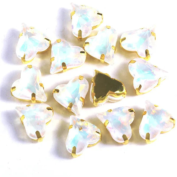 12x13mm heart shape rhinestone Applique Strass Diamond with claw Buttons Jewelry making Clothing sewing accessories hat crafts