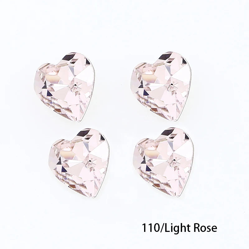 Crystal  Fancy Stone Pointed Back Rhinestones Heart Shape Glue On Crystal Beads K9 Glass Loose Diamond For Jewelry Making DIY