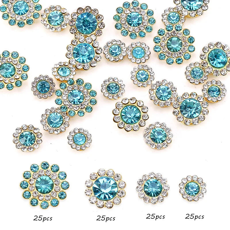 100pcs mixed size Sew-On Rhinestones Glitter for DIY Crafts Clothing Decoration Sparkling Bling round Shape Stones