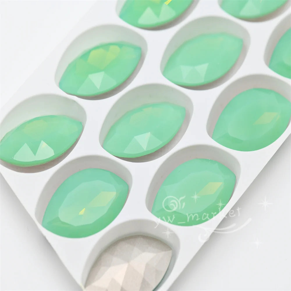 k9 Green Opal decorative crystals beads Rivoli teardrop oval Diy crafts jewels accessories