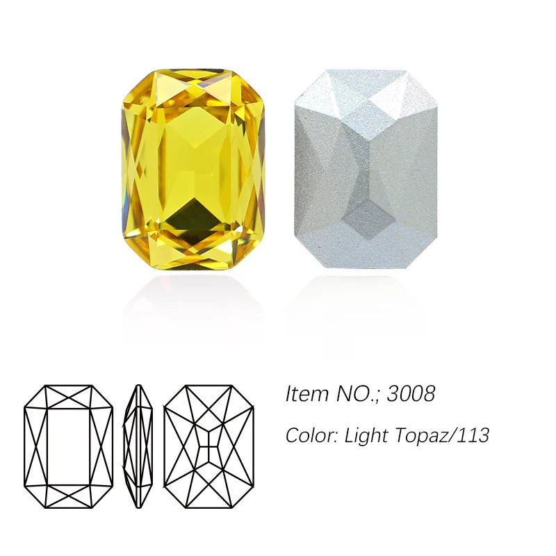 K9 Glass Rectangle Octagon Strass Diamond for Clothes, Nail Art, Rhinestone 3D Pointback, Fancy Stone Gems, Bling Crystal, DIY