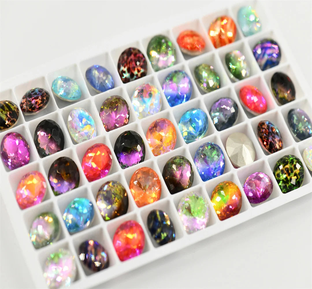 12mm mixed color Round K9 Rainbow Glass Stone Faceted Glass Jewels Accessories Point Back 45pcs