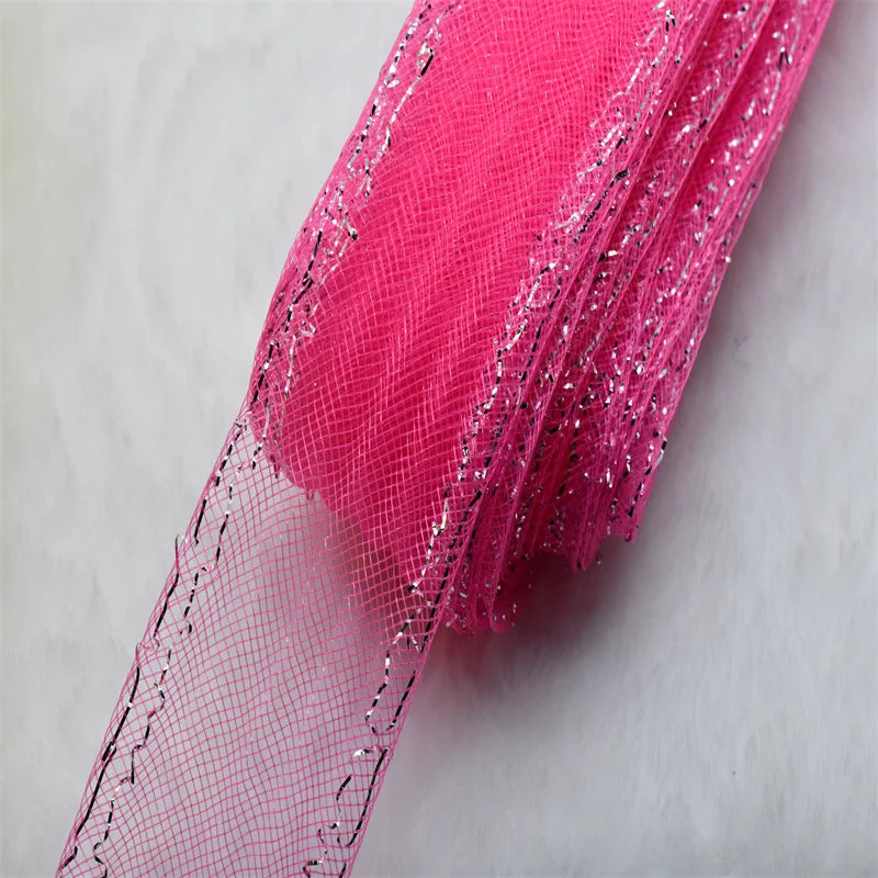 crinoline horsehair with in silver thread braid Mesh Fabric Soft Polyester Wedding Dress skirt making crafts