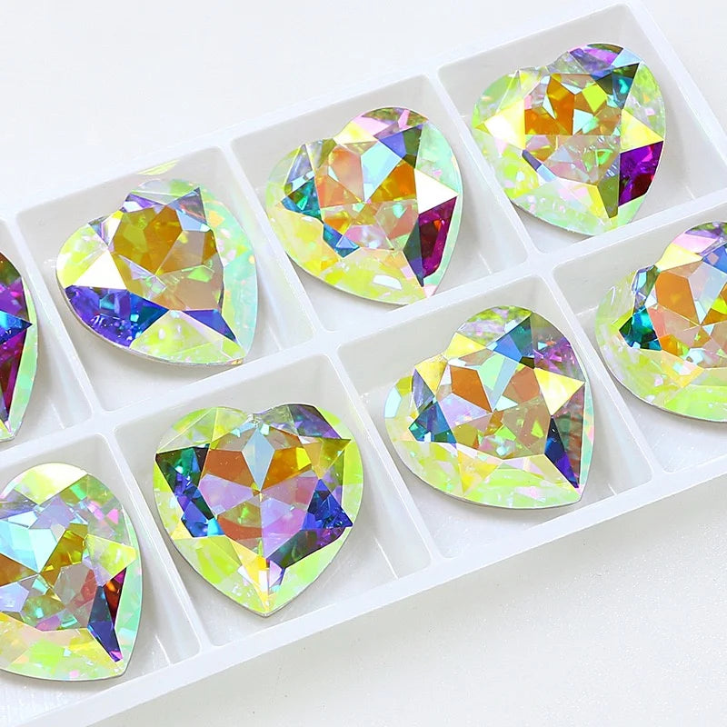 K9 Big Heart Glass Rhinestones 27mm/18mm Crystal Diamond Decoration Beads for Needlework