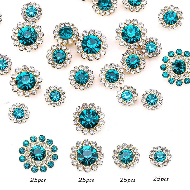 100pcs mixed size Sew-On Rhinestones Glitter for DIY Crafts Clothing Decoration Sparkling Bling round Shape Stones