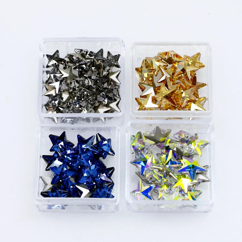 Star Shape  8x8mm Strass Diamond K9 Crystal Rhinestone Glitter Fancy Stone Glass Gems Applique For Nailart Shoes