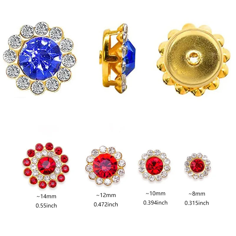 100pcs mixed size Sew-On Rhinestones Glitter for DIY Crafts Clothing Decoration Sparkling Bling round Shape Stones